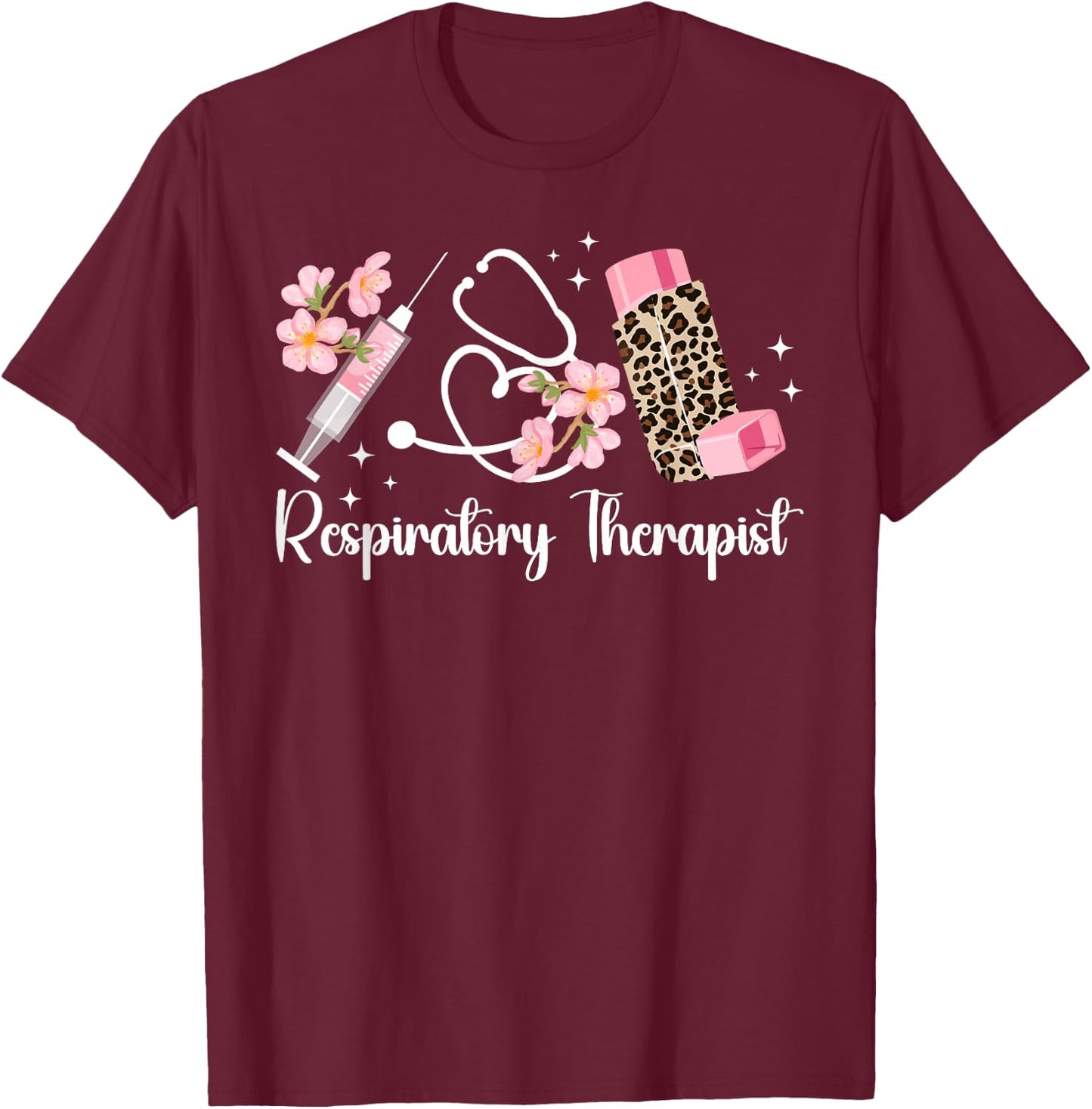 Respiratory Therapist Leopard Respiratory Therapy RT T-Shirt - T-Shirt | Maroon