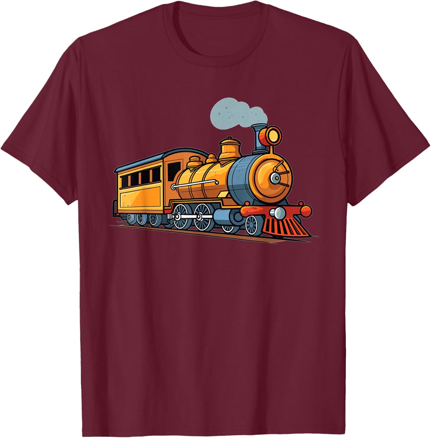 Cartoon Train I Train for Kids , Black, S T-Shirt - T-Shirt | Maroon