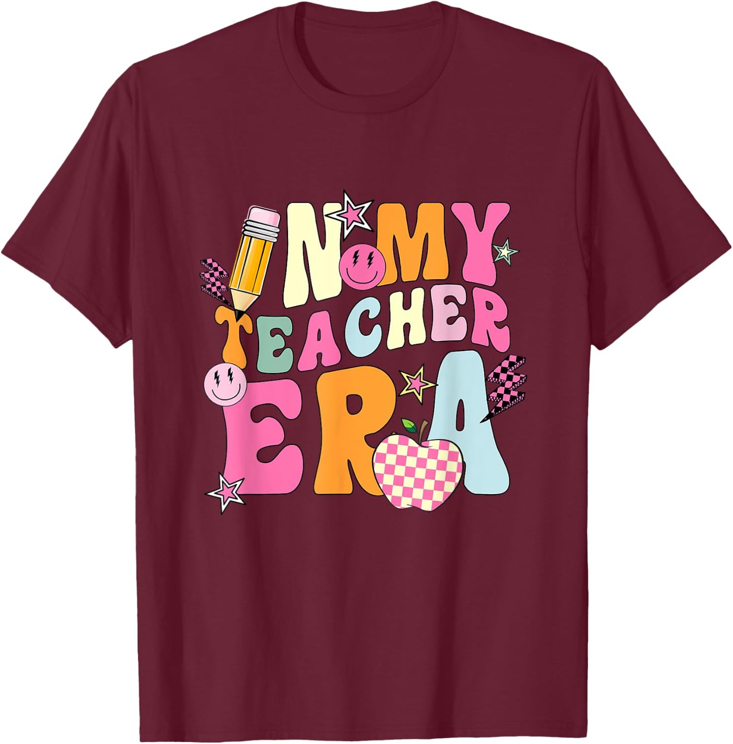 In My Teacher Era First Day Of School Back To School Retro T-Shirt - T-Shirt | Maroon
