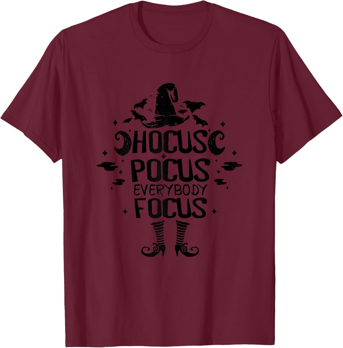 Halloween Hocus Pocus Everybody Focus Funny T-Shirt - T-Shirt | Maroon