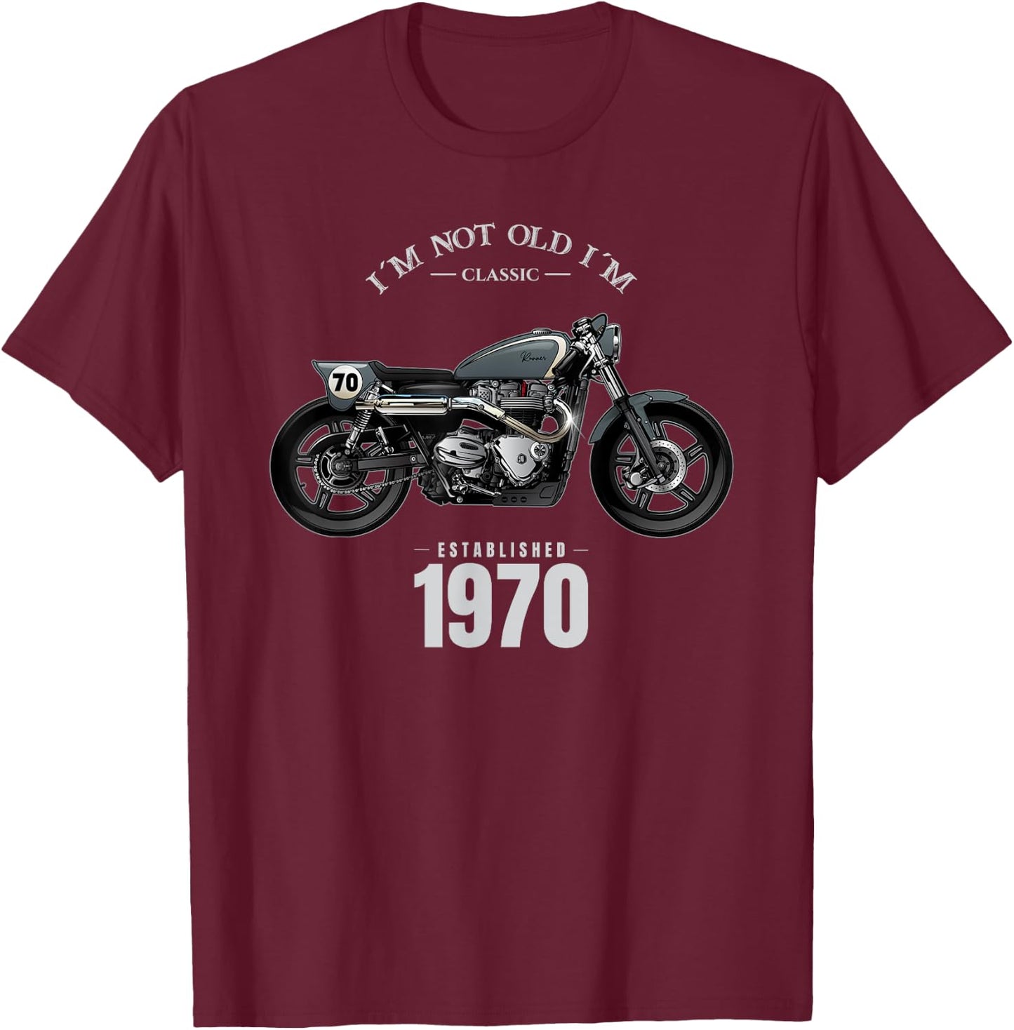 55th Birthday Man Motorcycle Biker Biker 1970 T-Shirt - T-Shirt | Maroon