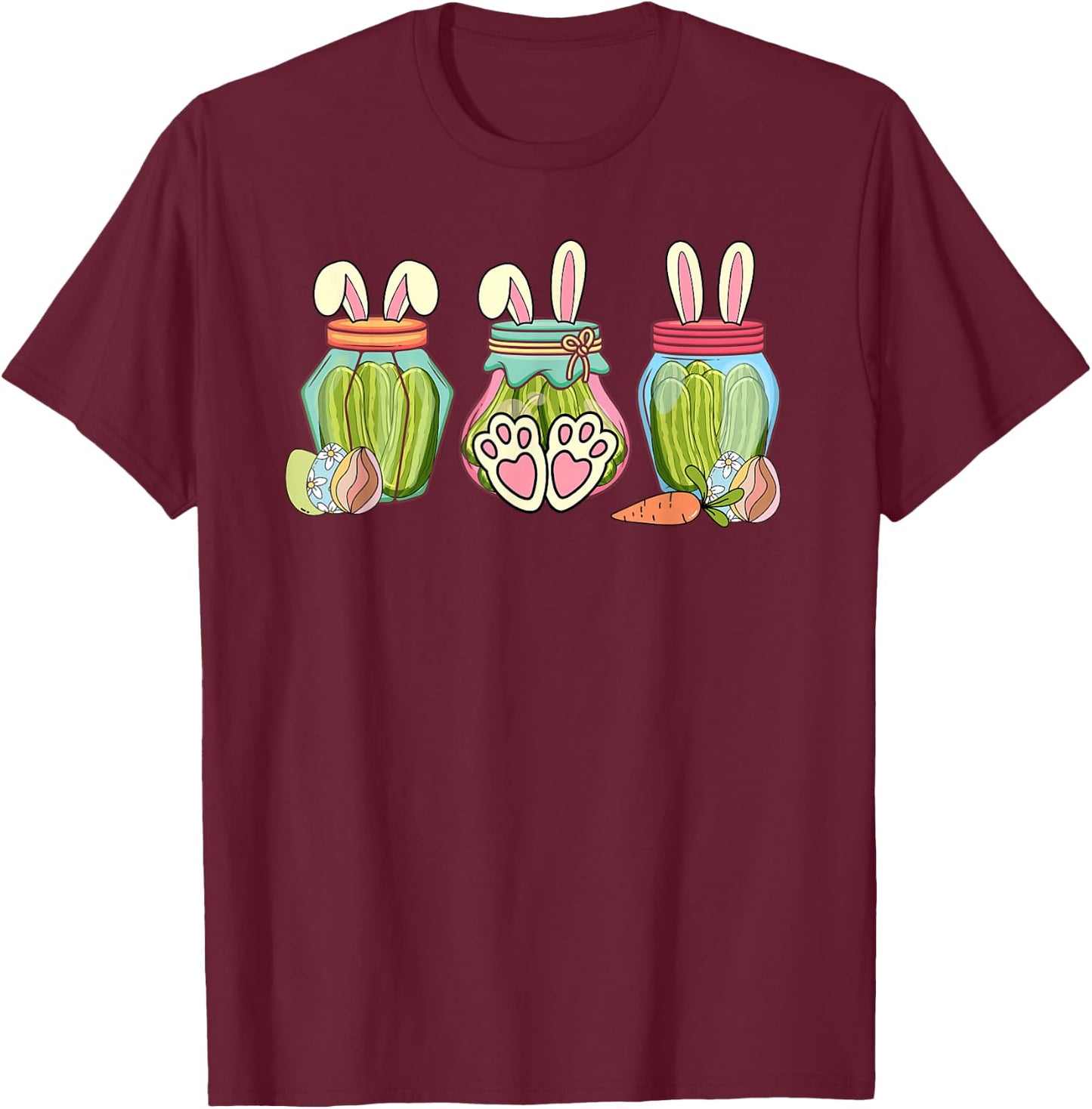 Easter pickle bunnie funny pickle lovers easter pickles T-Shirt - T-Shirt | Maroon
