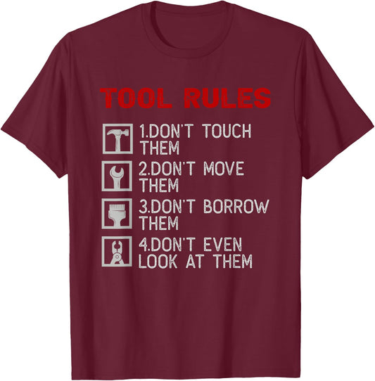 Funny Mechanic Tool Rules Mechanic Handyman Auto Repair Car T-Shirt - T-Shirt | Maroon