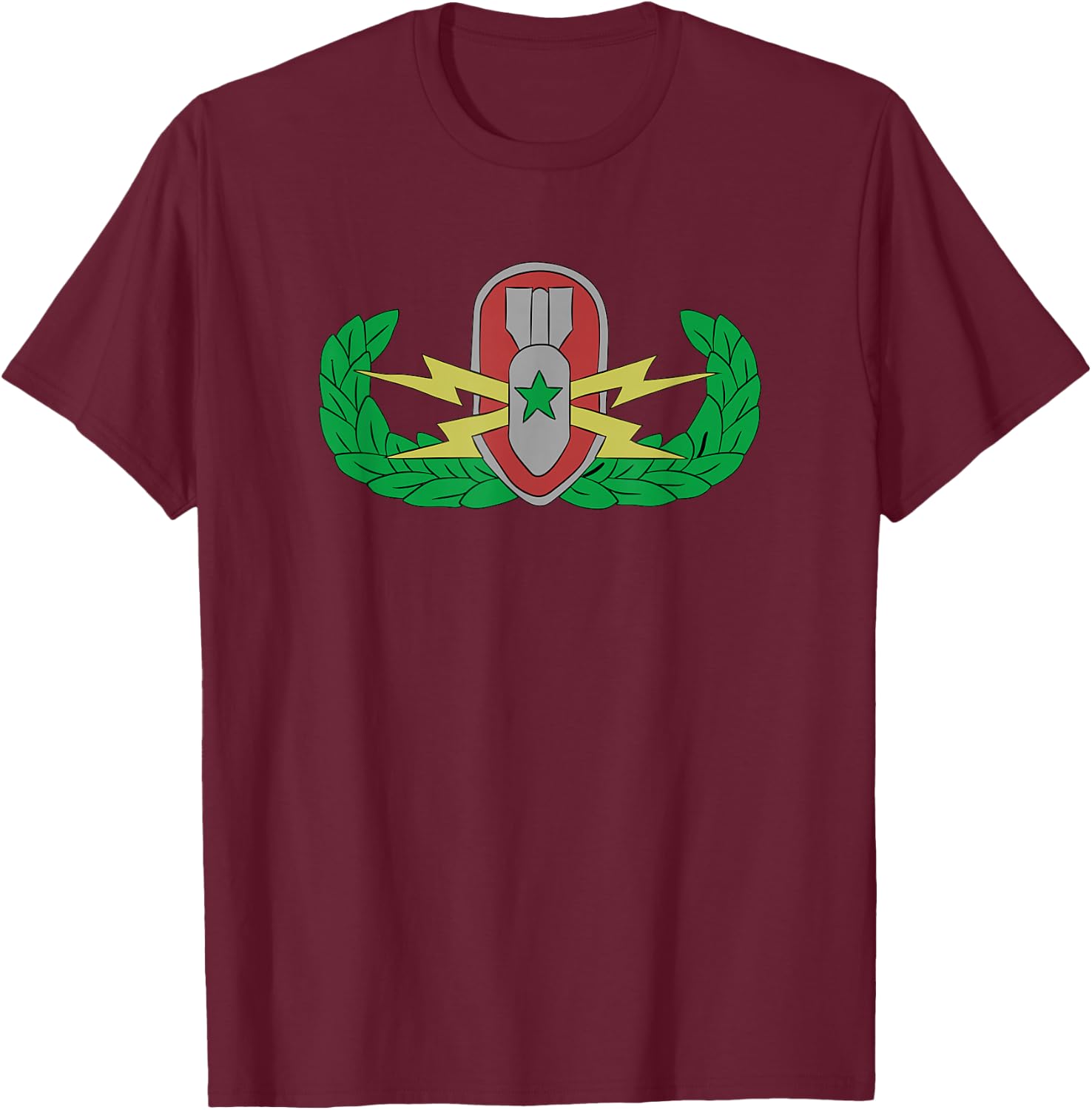 EOD Badge Warrior - Explosive Ordnance Disposal T-Shirt - T-Shirt | Maroon