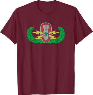EOD Badge Warrior - Explosive Ordnance Disposal T-Shirt - T-Shirt | Maroon
