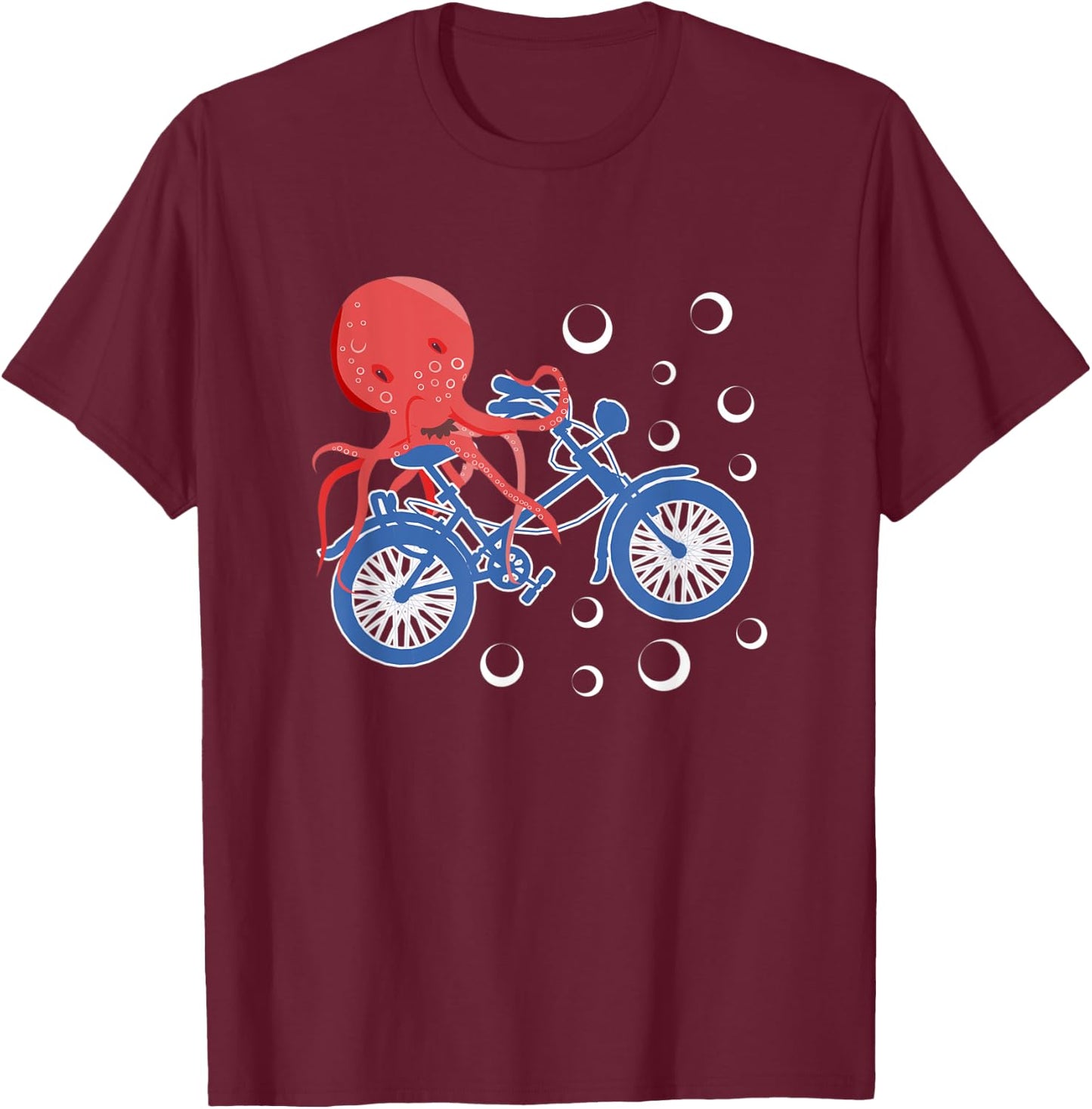 Octopus Riding A Bicycle Bike Riding Octopus T-Shirt - T-Shirt | Maroon