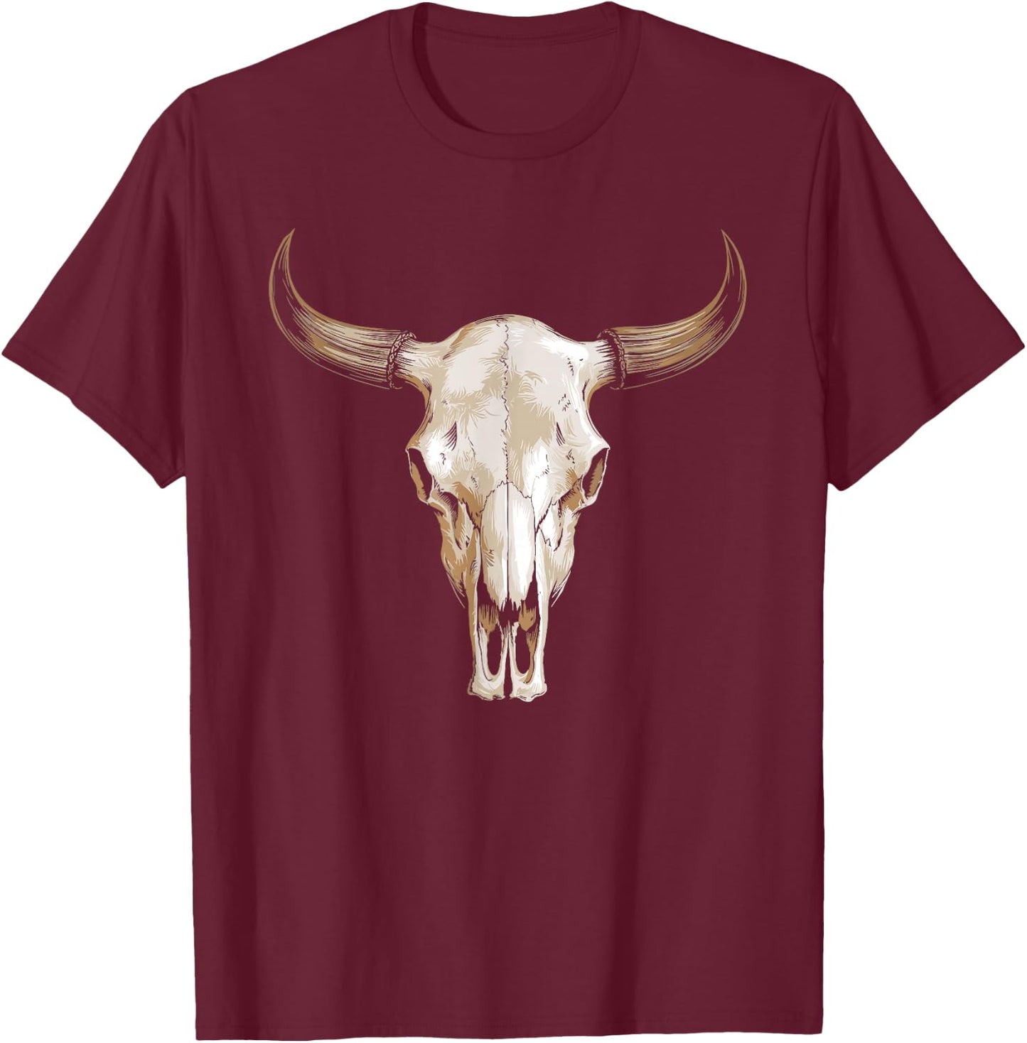 Boho Cow Skull T-Shirt - T-Shirt | Maroon