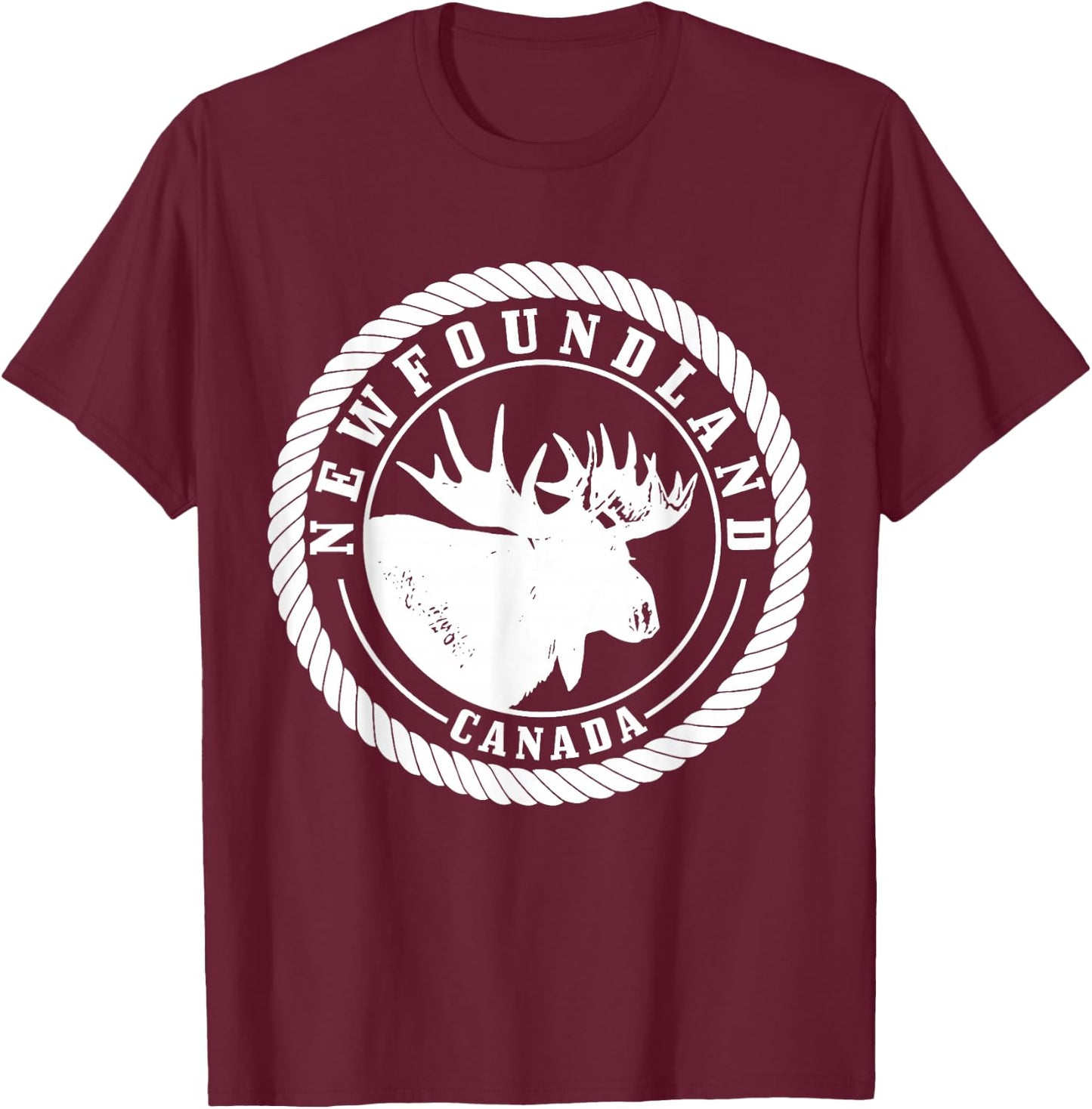 Newfoundland Canada Elk Vintage Hiking Nature Canadian T-Shirt - T-Shirt | Maroon