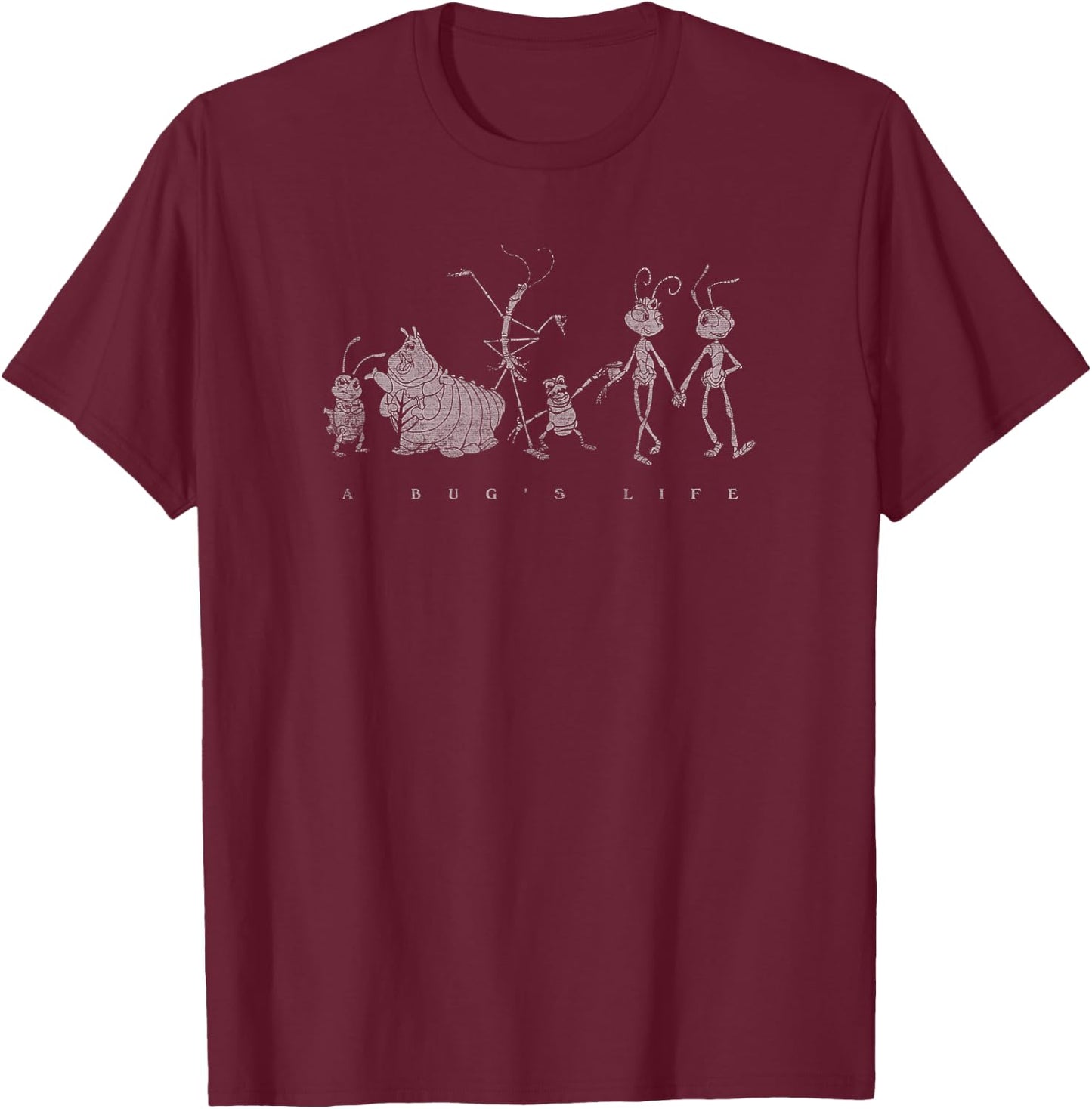 Disney Pixar A Bug's Life Character Line Up T-Shirt - T-Shirt | Maroon