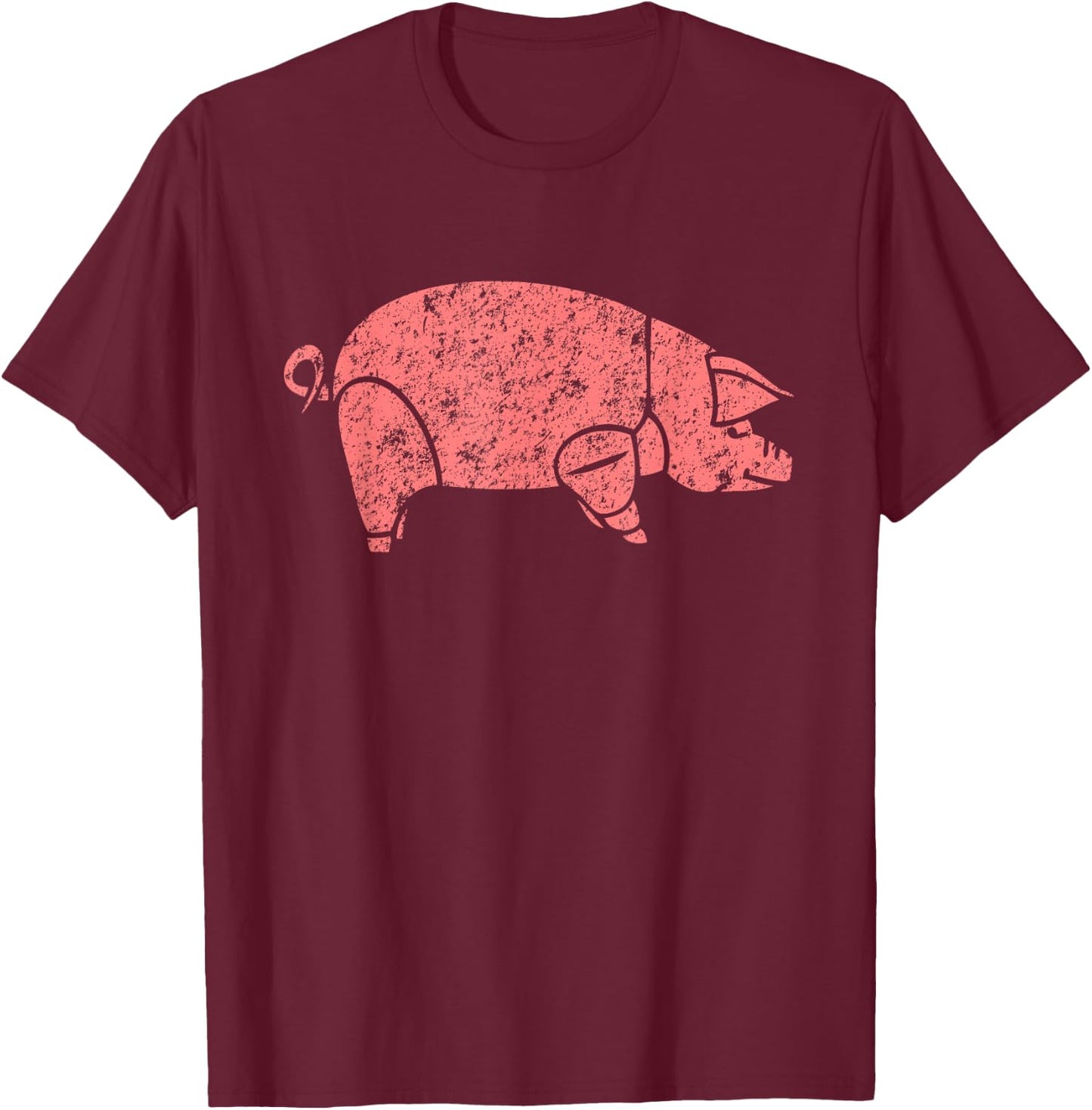 Pig rock meat bacon gilmour academy pink animals as worn by T-Shirt - T-Shirt | Maroon