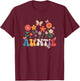 Aunt Mother Day Wildflower Auntie Retro Groovy Floral Auntie T-Shirt - T-Shirt | Maroon
