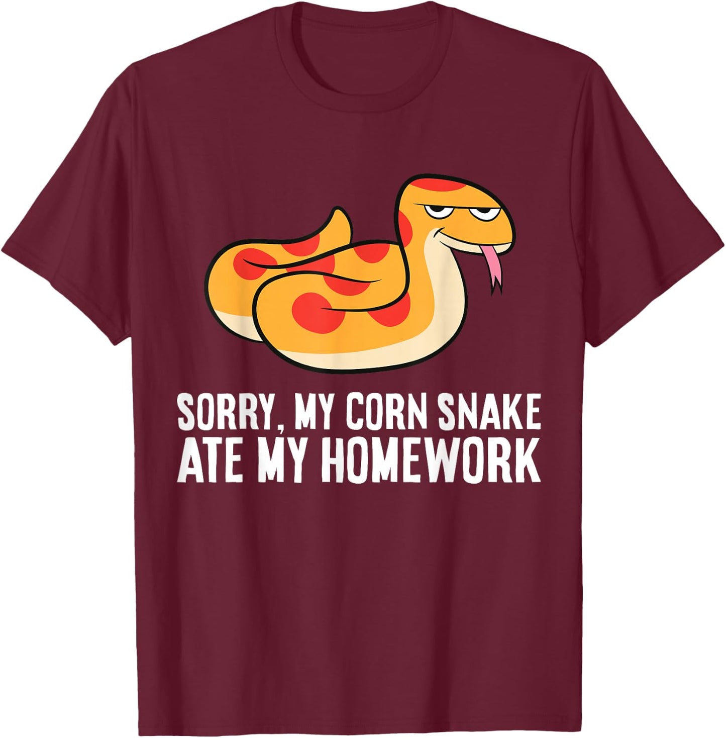 Corn Snake School Sorry My Corn Snake Ate My Homework T-Shirt - T-Shirt | Maroon