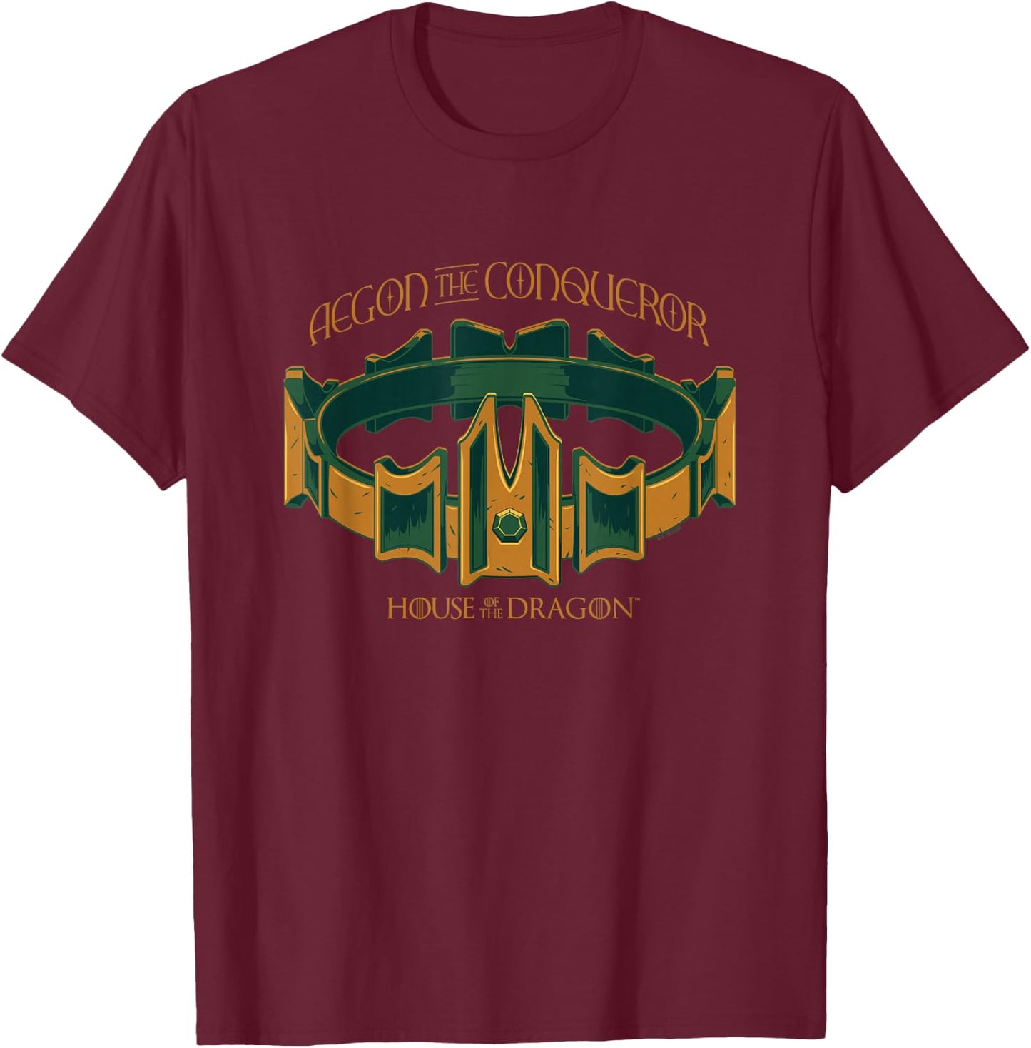 House of the Dragon Aegon The Conqueror Crown Chest Poster T-Shirt - T-Shirt | Maroon