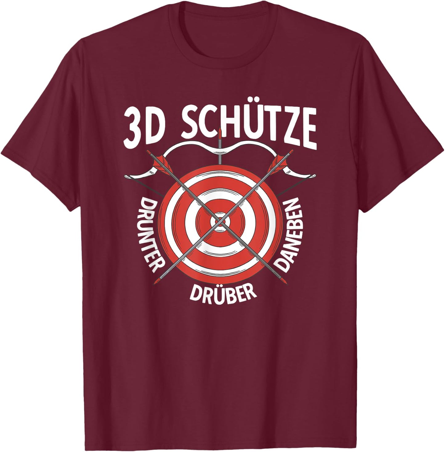 3-D Bogenschießen Bogensport Bogenschütze Bogenschießen T-Shirt - T-Shirt | Maroon