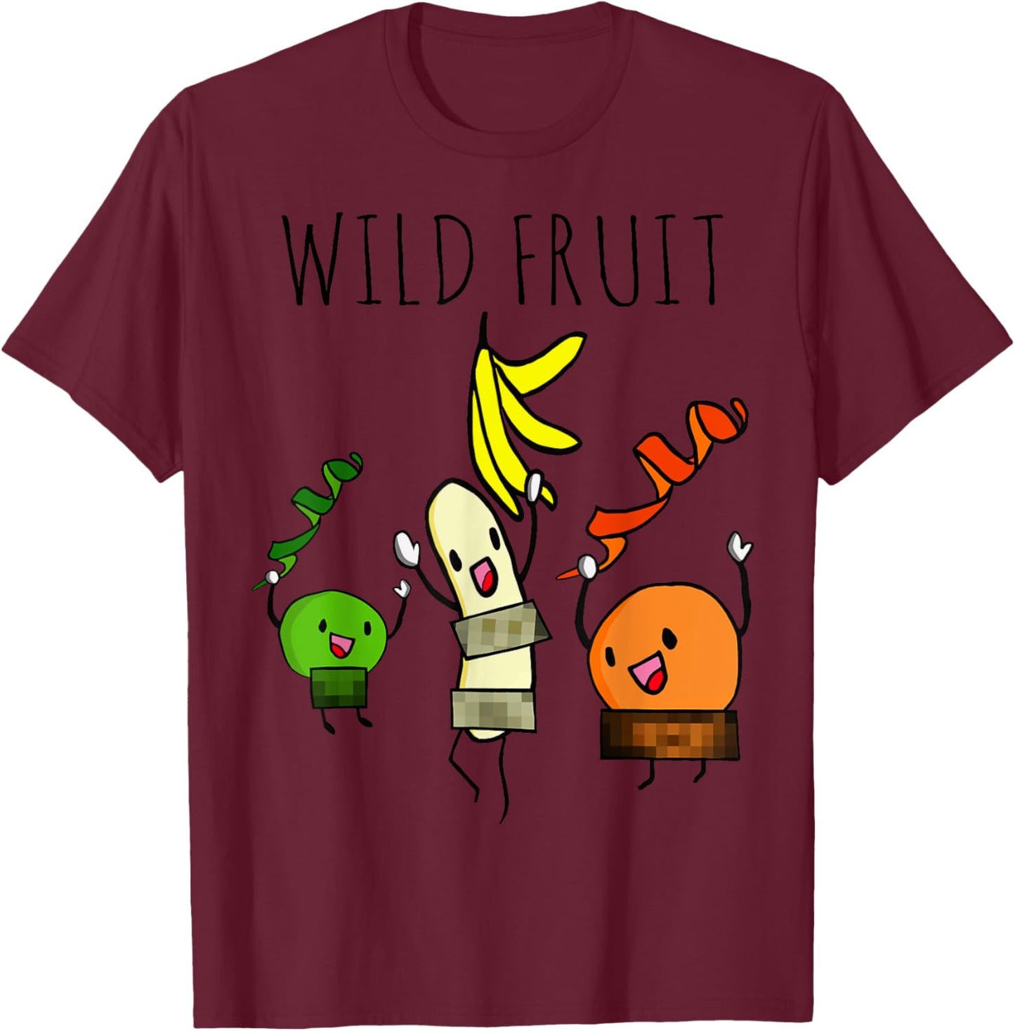 Wild Fruit Orange Lime and Banana Nude Stripper Funny Shirt T-Shirt - T-Shirt | Maroon