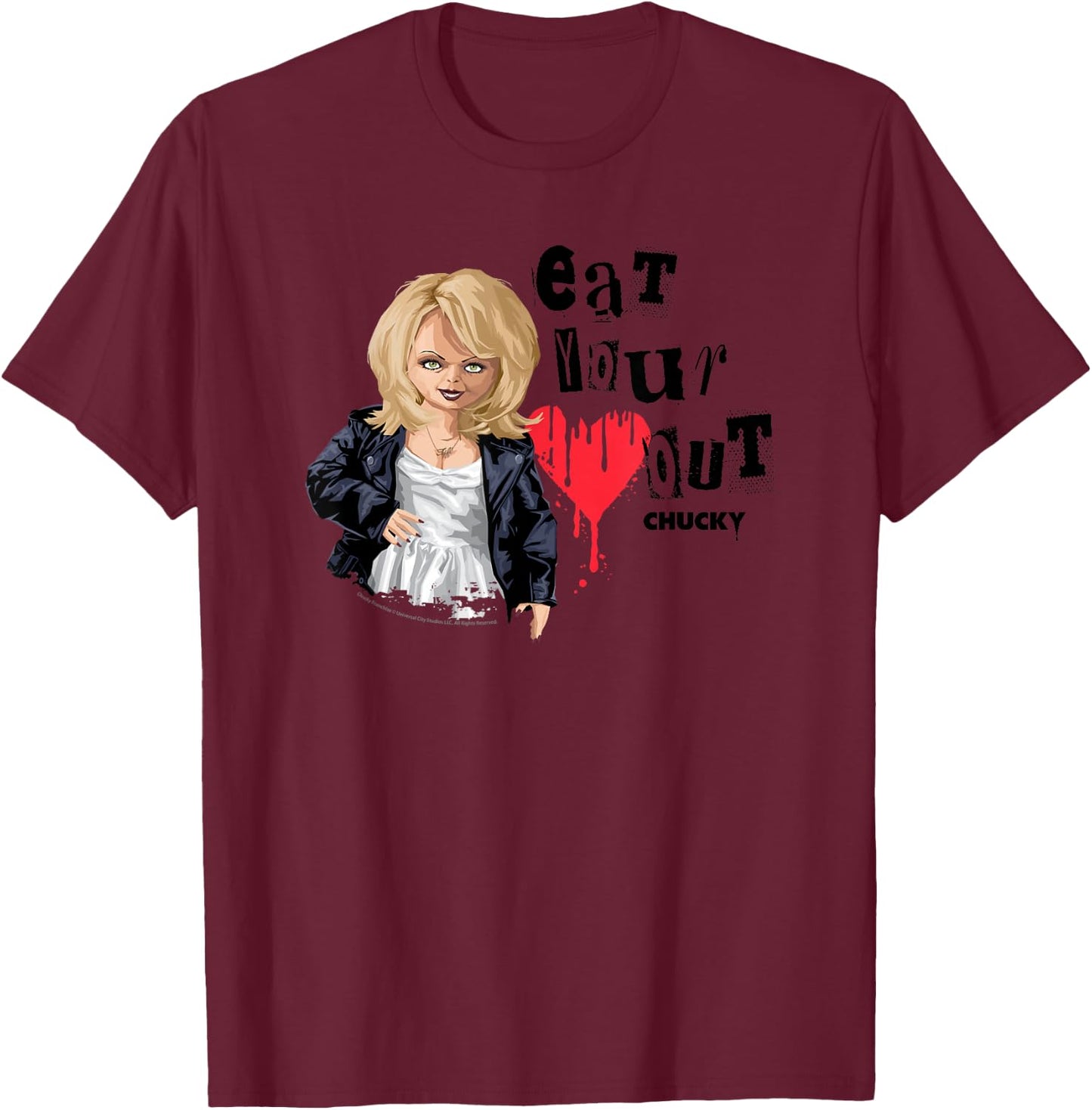 Chucky Tiffany Eat Your Heart Out Valentine T-Shirt - T-Shirt | Maroon
