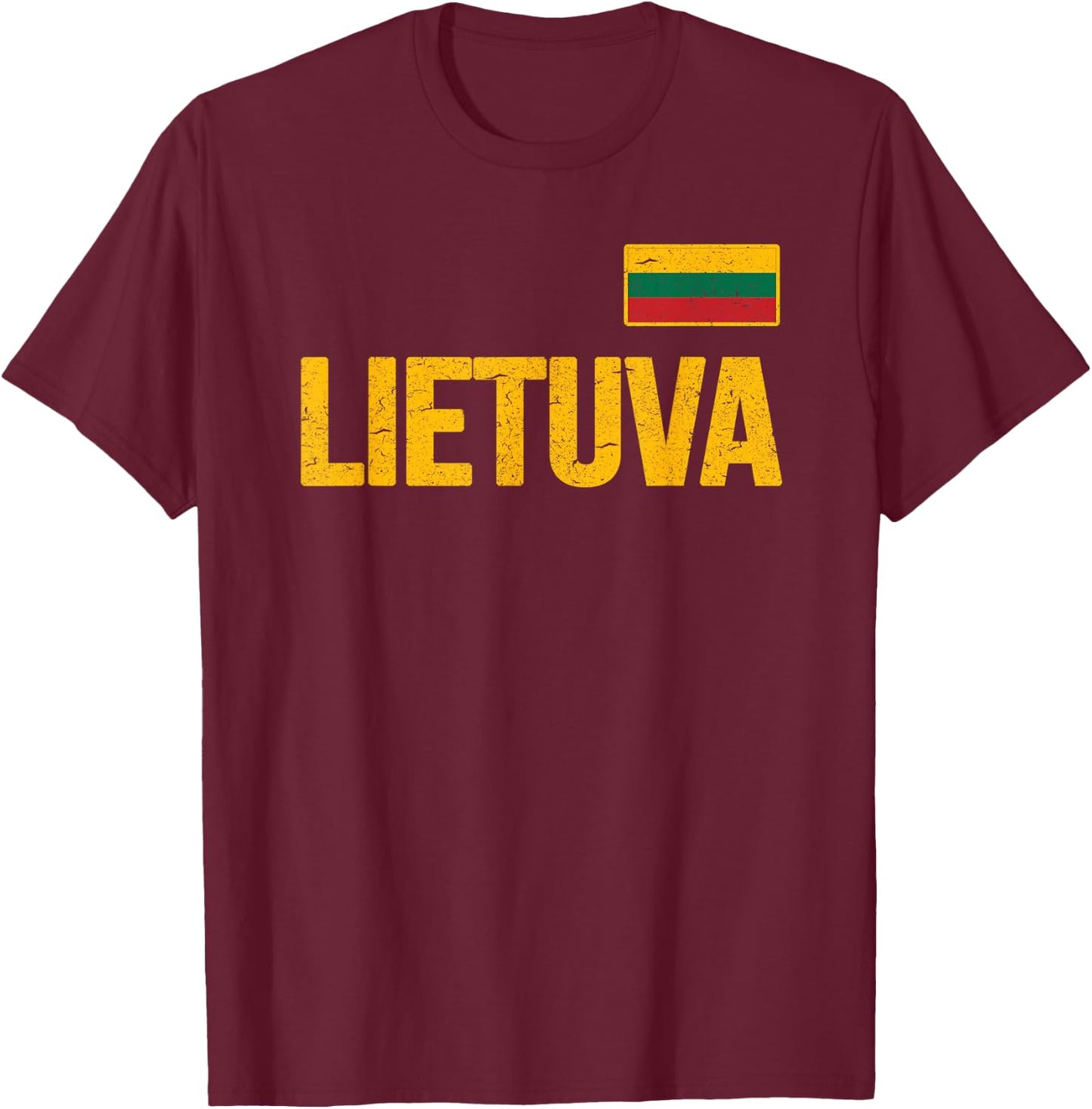 Lithuania Lithuanian Flag Lietuva Souvenir Love Gift T-Shirt - T-Shirt | Maroon