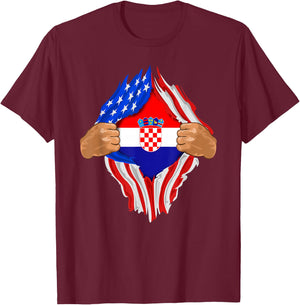 Croatian Blood Inside Me | Croatia Flag Gift T-Shirt - T-Shirt | Maroon