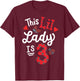 This Lil Lady Is 3 Years Old Ladybug Birthday Party Girl T-Shirt - T-Shirt | Maroon