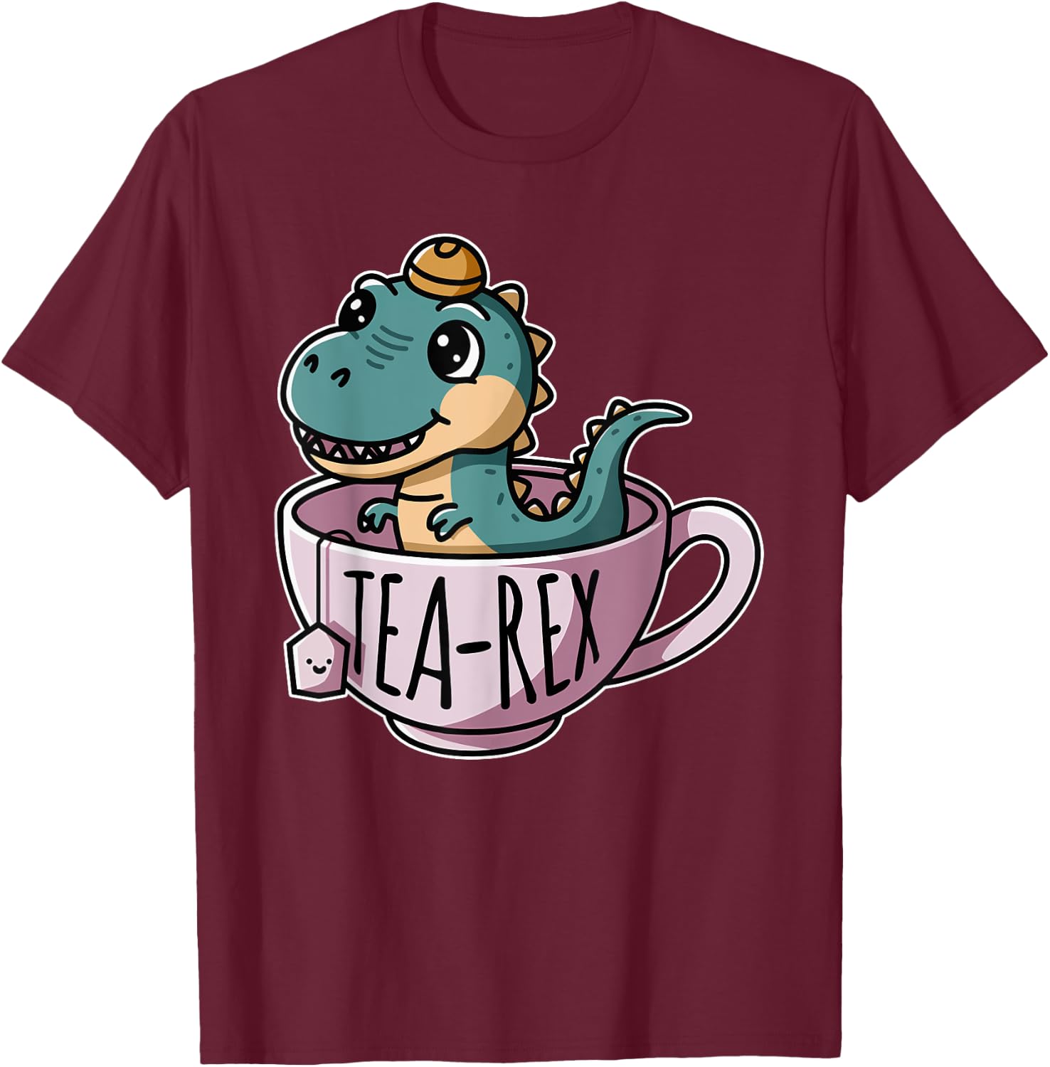 Tea-Rex Cute T-Rex Dinosaur Kawaii Dino T-Shirt - T-Shirt | Maroon