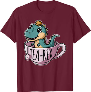 Tea-Rex Cute T-Rex Dinosaur Kawaii Dino T-Shirt - T-Shirt | Maroon