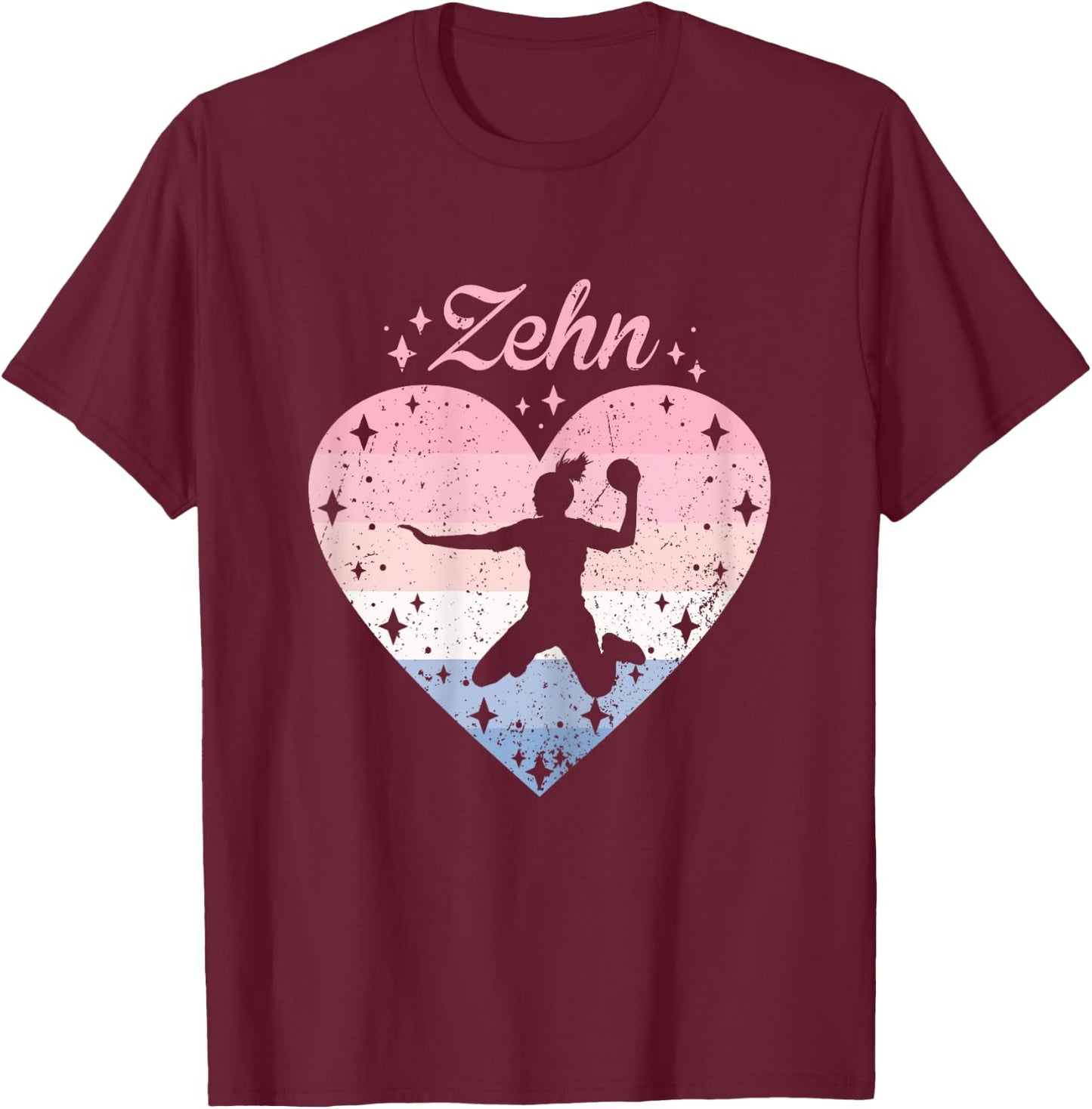 10th Birthday Girl Cute Handball Player 10 Years , black, s T-Shirt - T-Shirt | Maroon