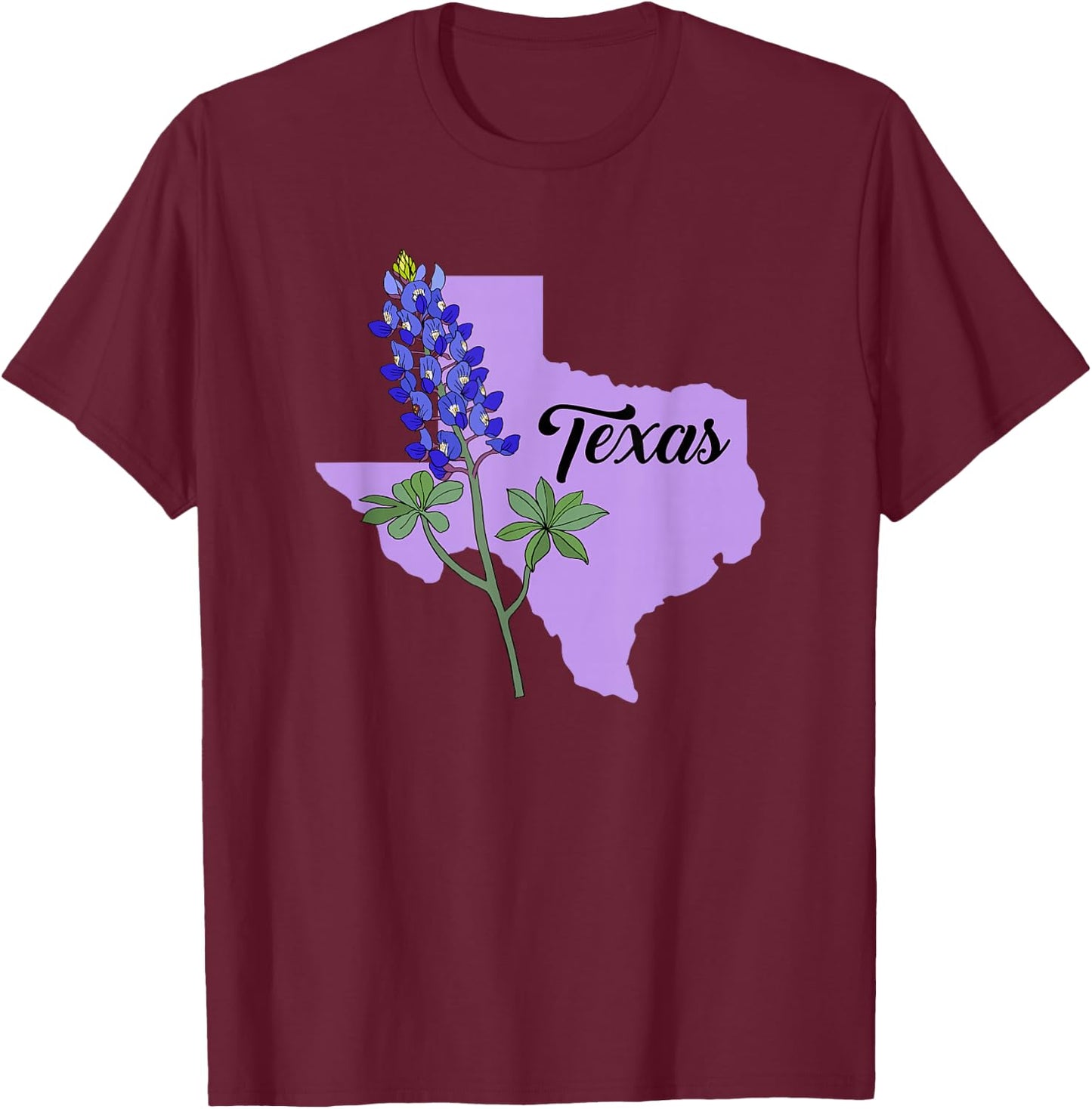 Texas Flower Bluebonnet T-Shirt - T-Shirt | Maroon