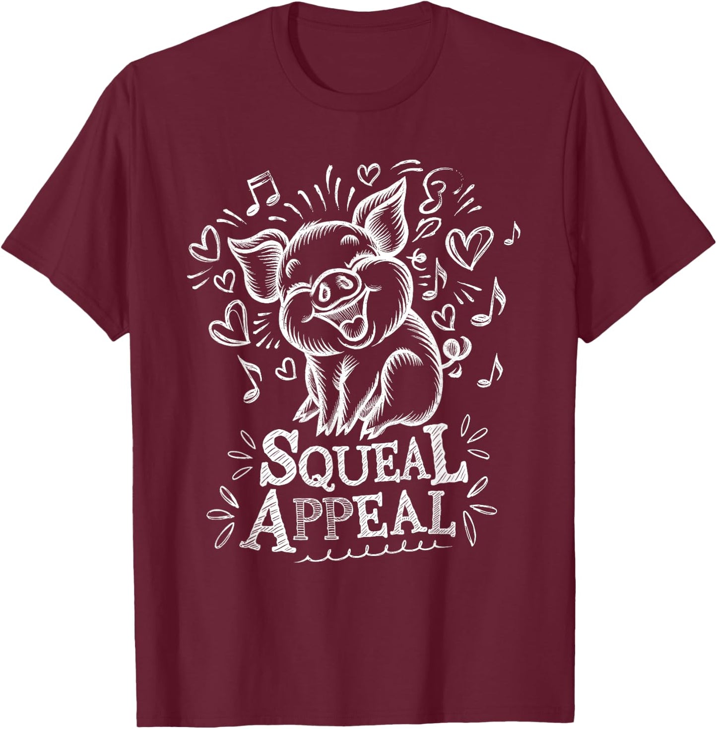 Squeal Appeal Cute Pig Design for Animal Lovers T-Shirt - T-Shirt | Maroon
