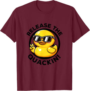 Release The Quackin I Love Duck Lovers Funny Yellow Duck T-Shirt - T-Shirt | Maroon
