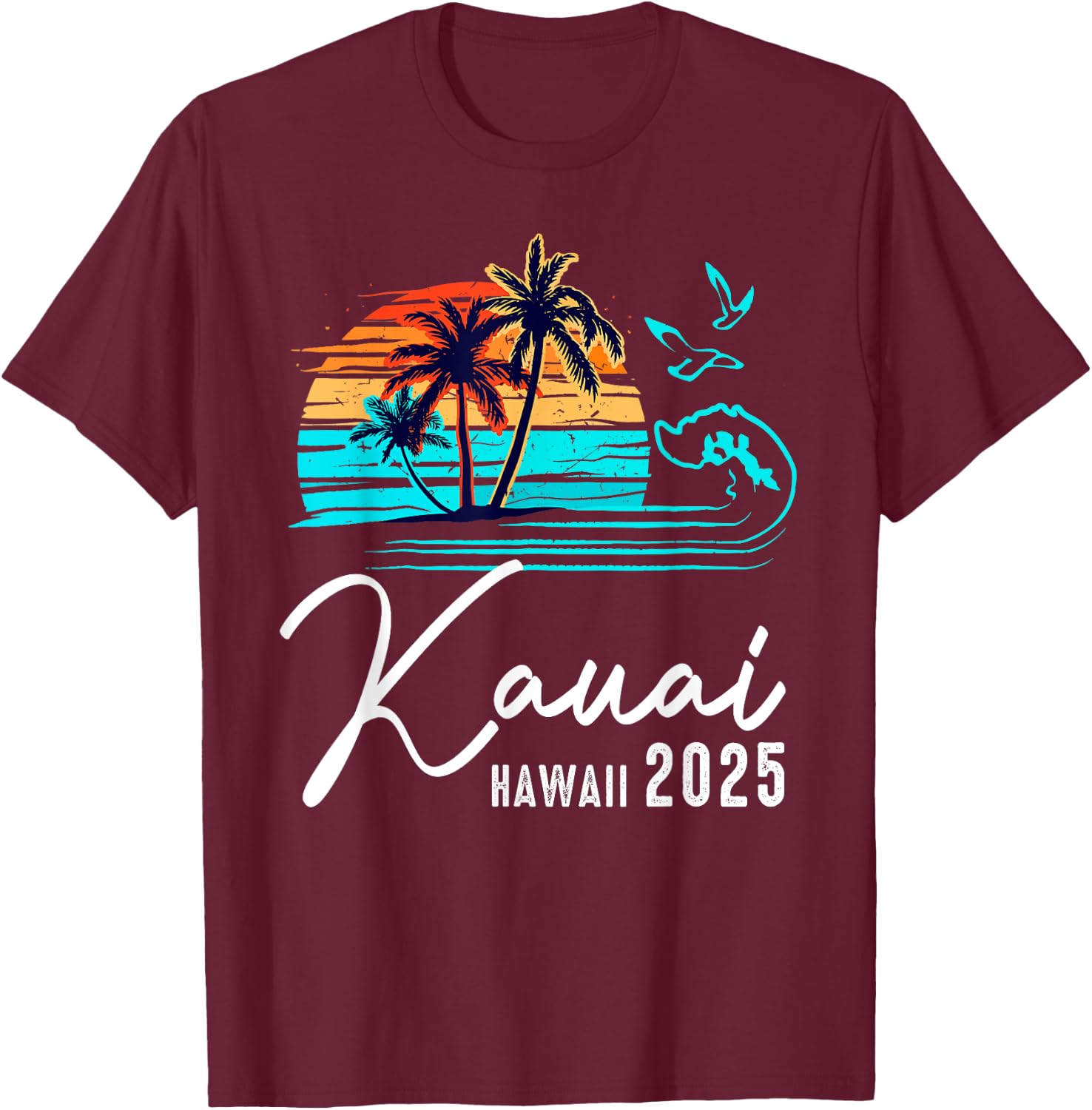 Kauai Hawaii 2025 Summer Vacation Matching Family Group T-Shirt - T-Shirt | Maroon