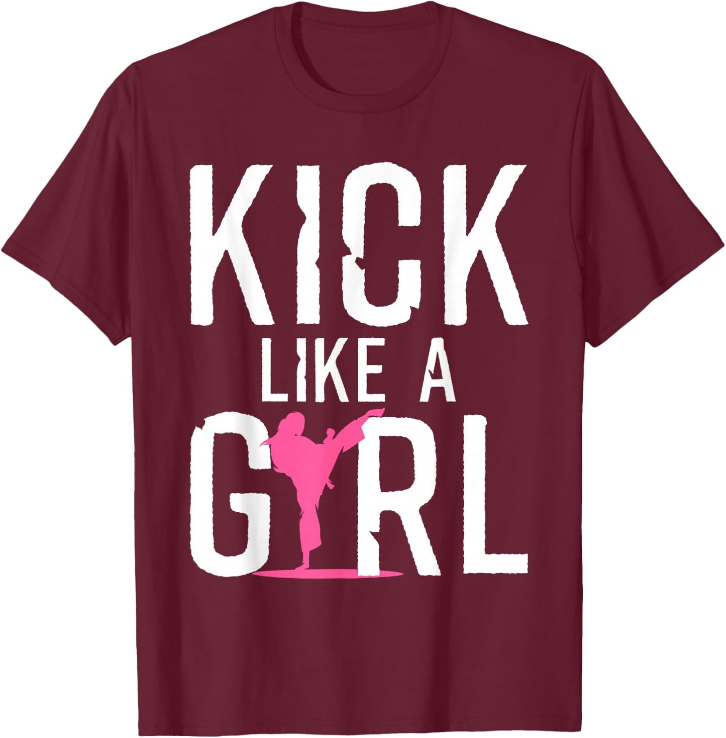 Cool Karate Gift Kickboxing Karate Lover Taekwondo Cute Karate Design For Girls Women Kids Martial Arts Kung Fu Black T-Shirt - T-Shirt | Maroon