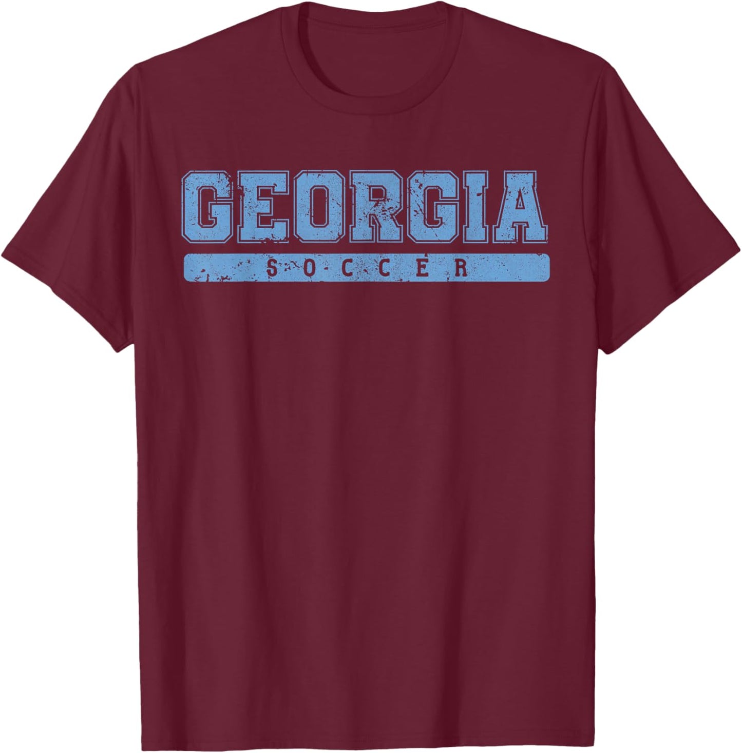 Georgia Soccer Sky Blue Vintage Text T-Shirt - T-Shirt | Maroon
