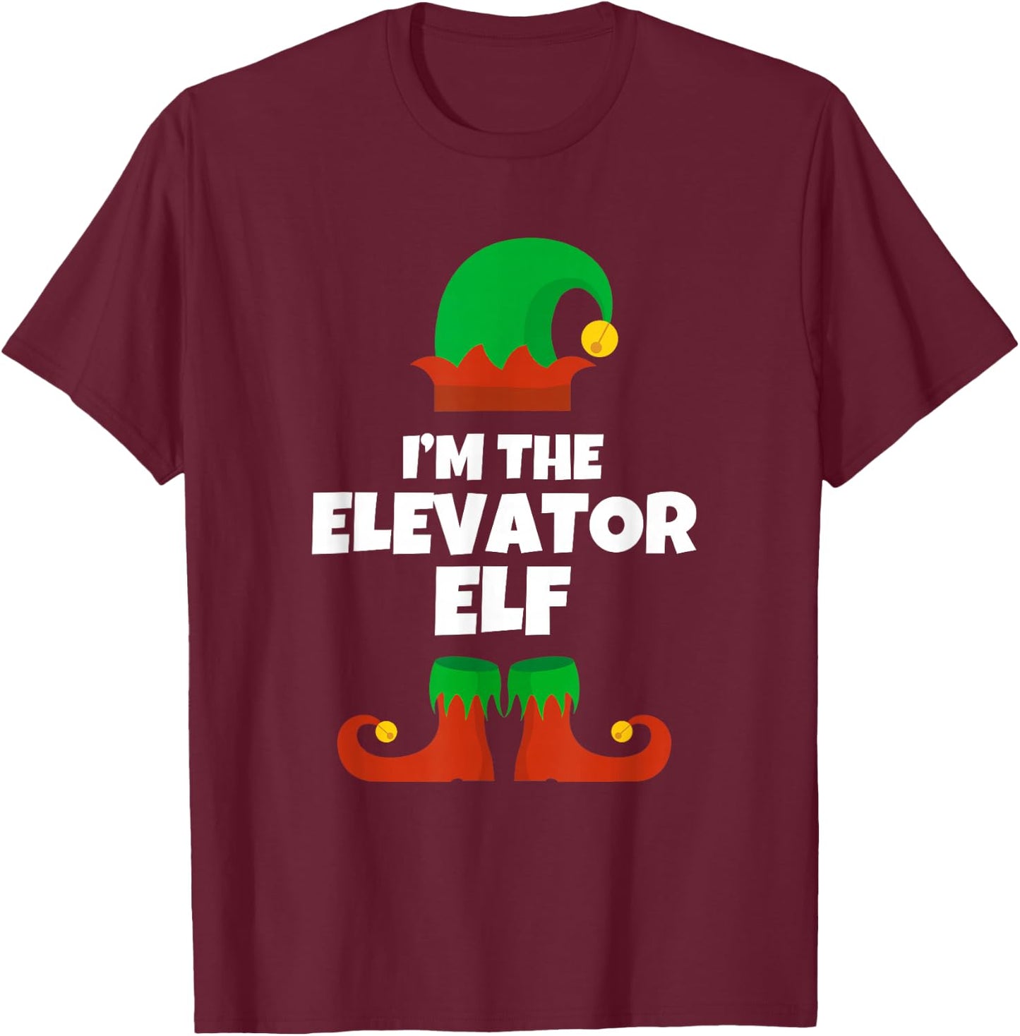 I'm The Elevator Elf Family Pajama Christmas Funny T-Shirt - T-Shirt | Maroon