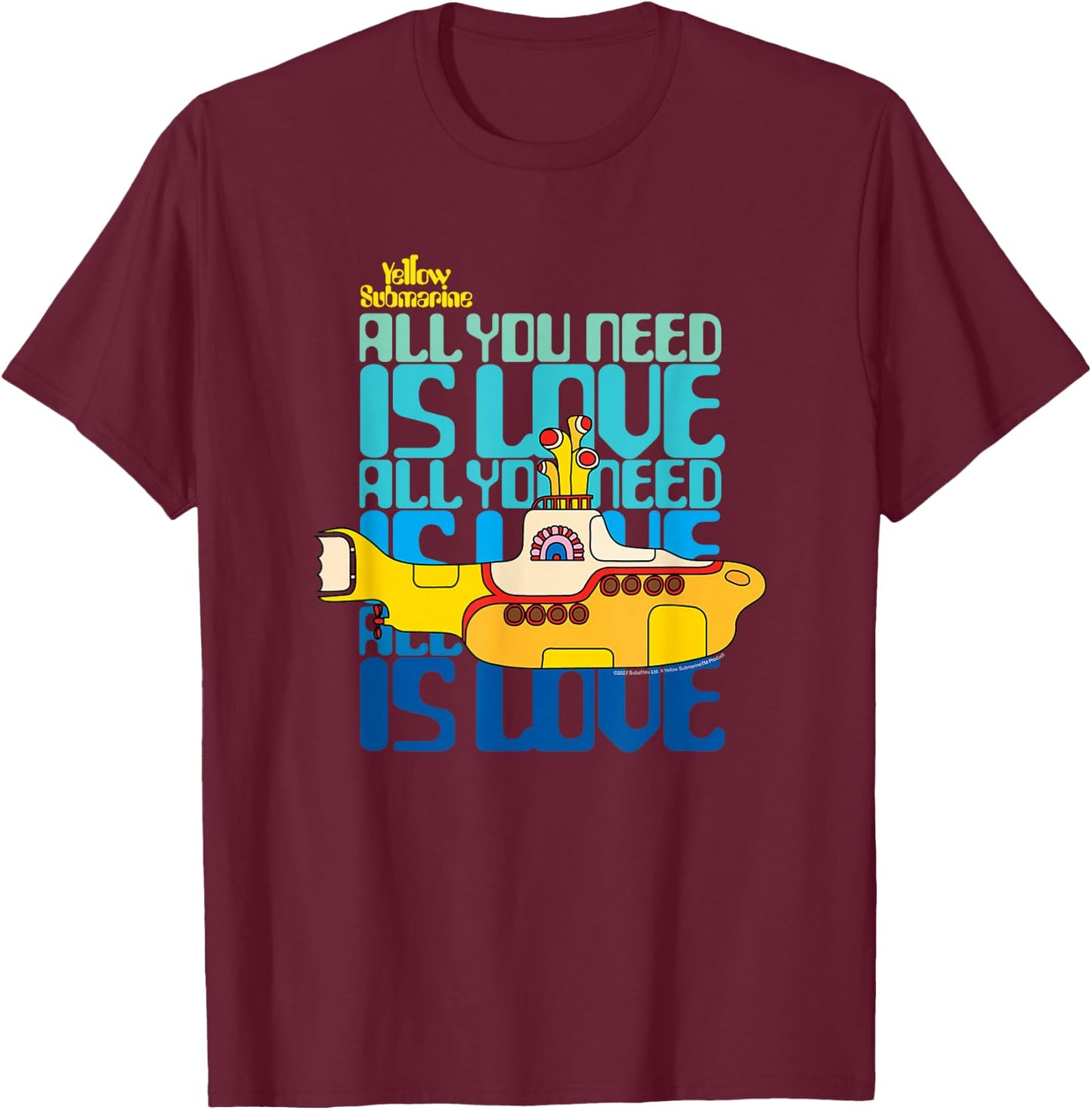 The Beatles - Alles was du brauchst ist Liebe T-Shirt - T-Shirt | Maroon