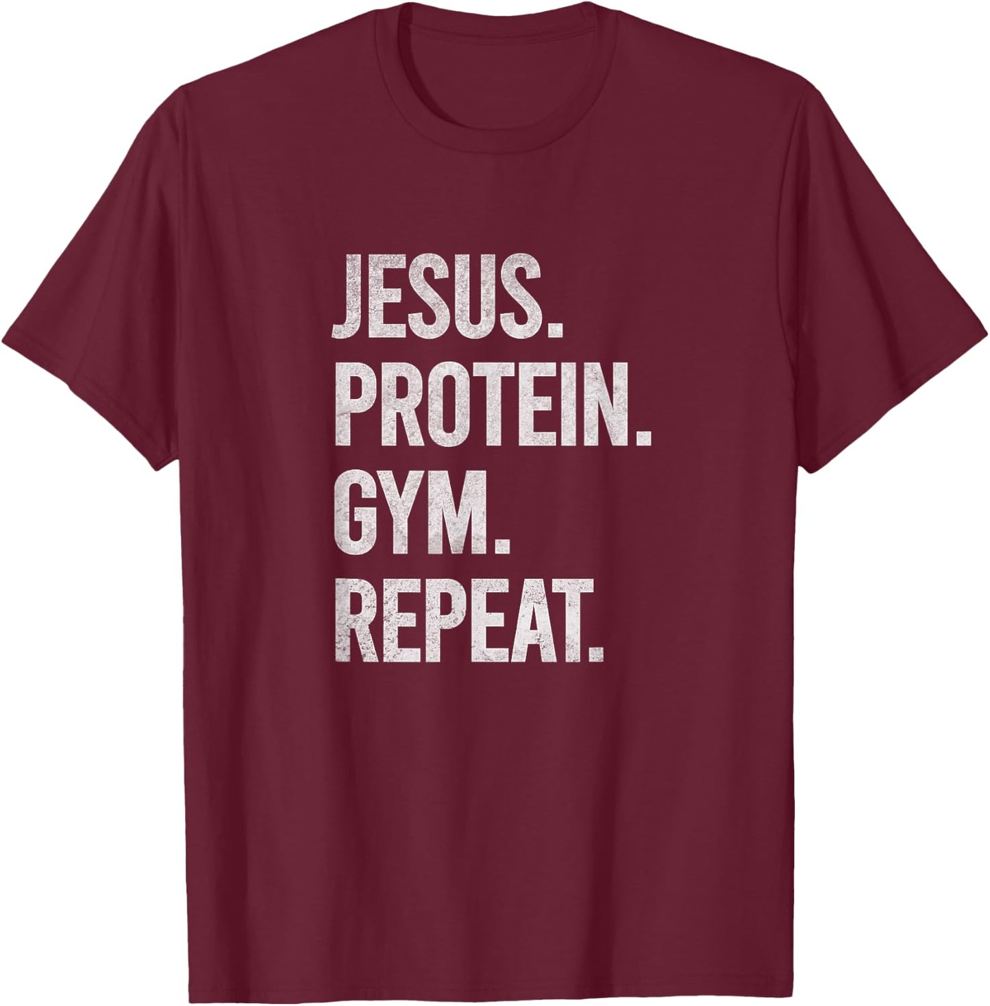Jesus Gym Funny Weightlifting Workout Christian Graphic T-Shirt - T-Shirt | Maroon