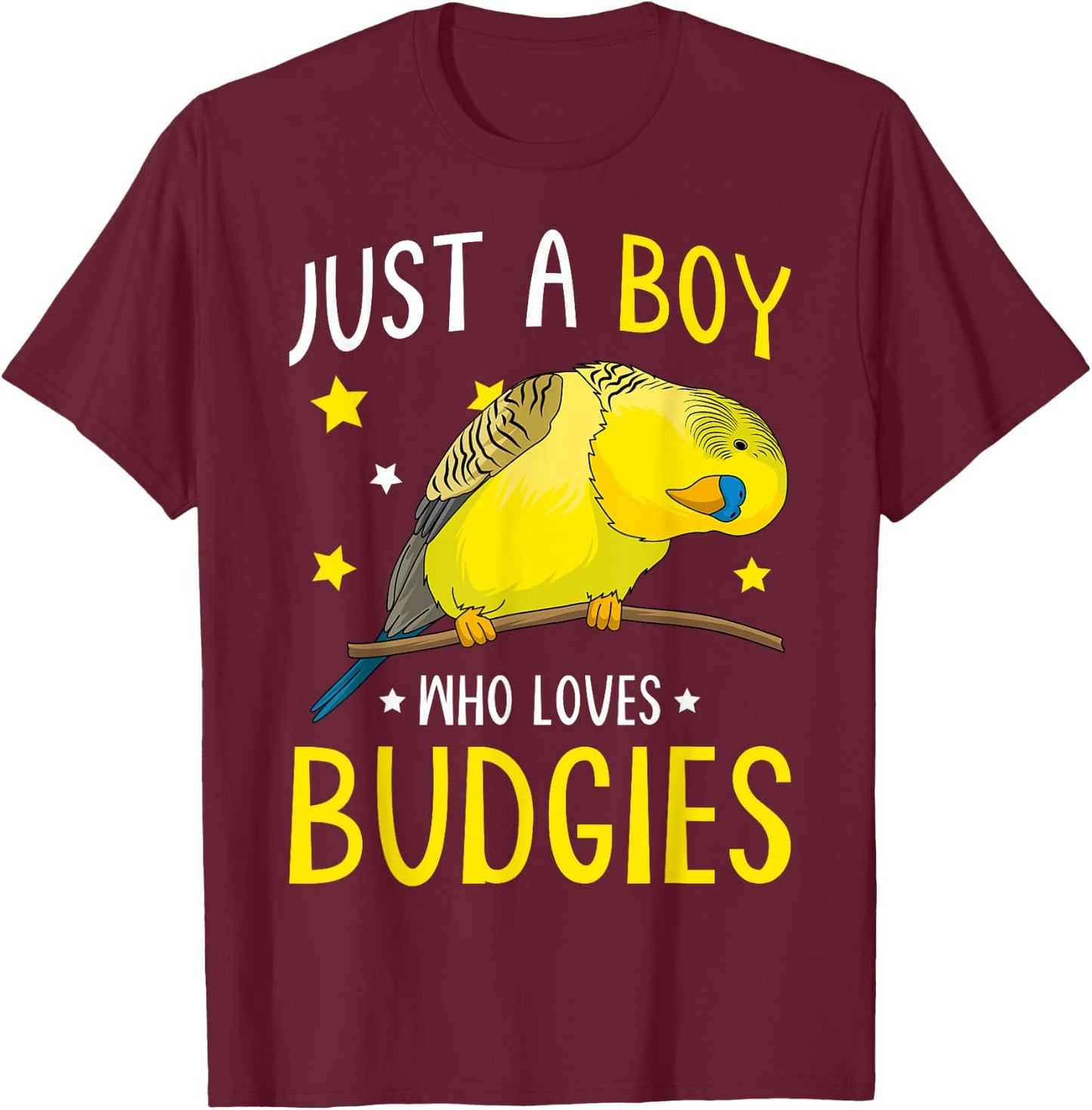Just A Boy Who Loves Budgies Parakeet Budgerigar Boys T-Shirt - T-Shirt | Maroon