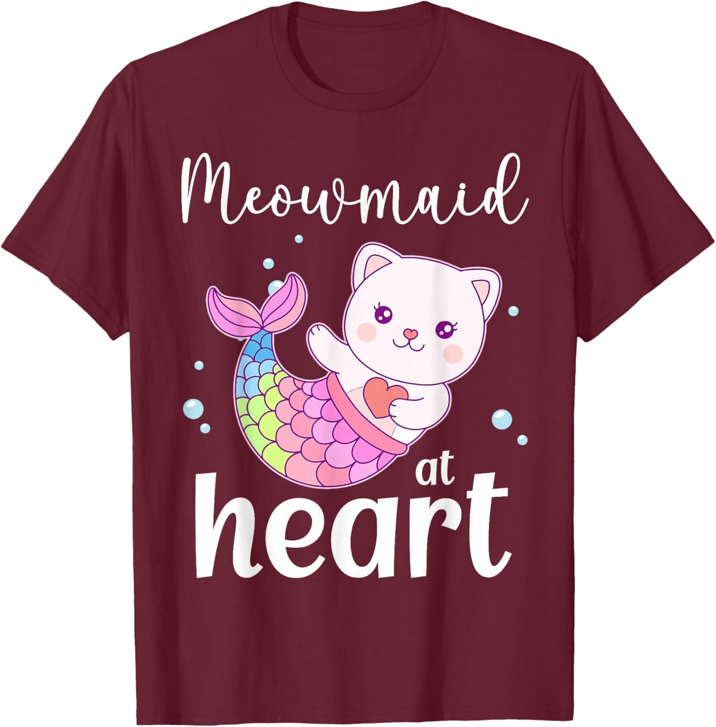 Mercat Moewmaid Mermaid Cat T-Shirt - T-Shirt | Maroon