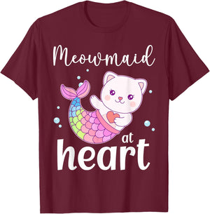 Mercat Moewmaid Mermaid Cat T-Shirt - T-Shirt | Maroon