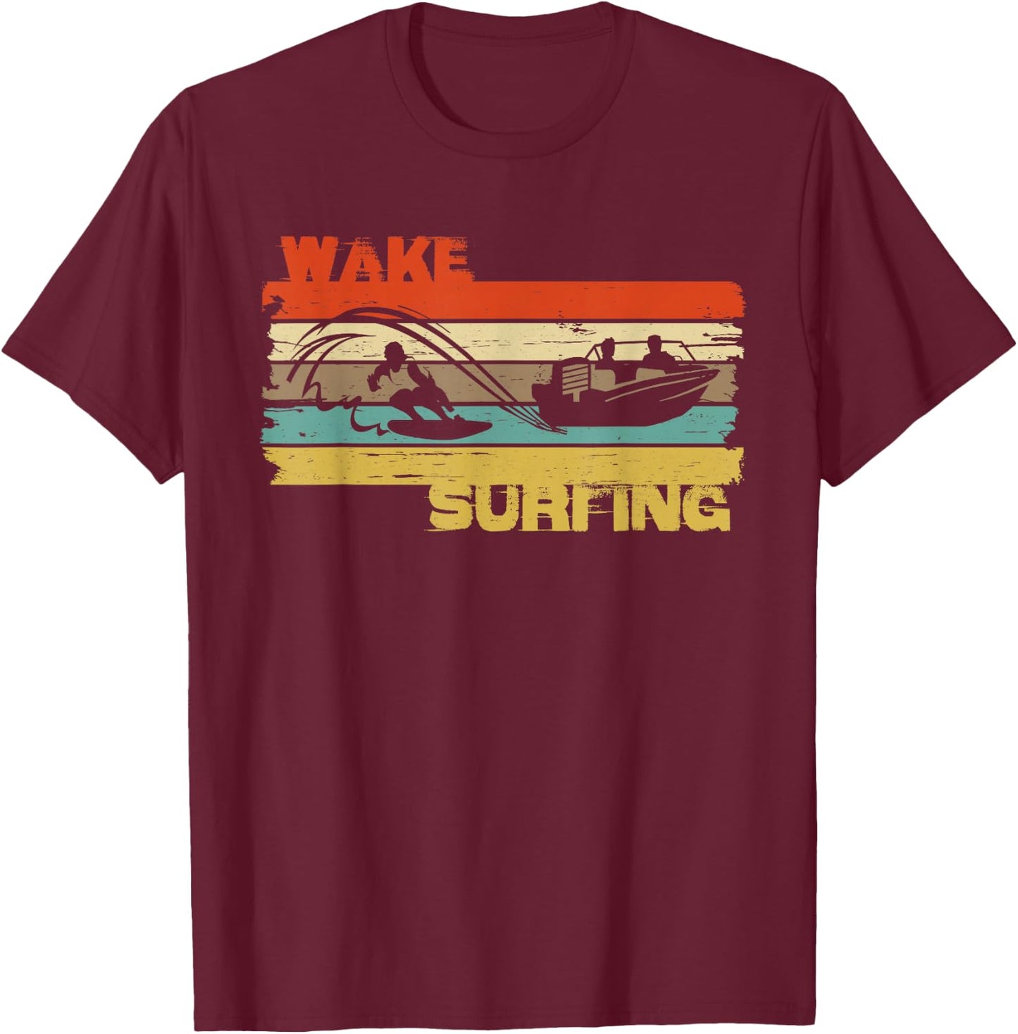 Wakesurfing wake surf vintage shirt for pro wakesurfer T-Shirt - T-Shirt | Maroon
