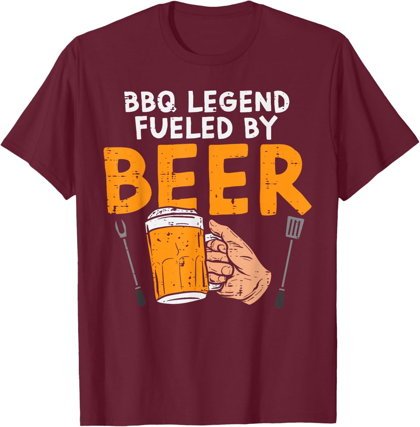 Bbq Legend Fueled Funny Barbecue Grill Meat Grill Dad Men T-Shirt - T-Shirt | Maroon