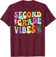 Second 2nd Grade Vibes Back To School Groovy Teacher Student T-Shirt - T-Shirt | Maroon