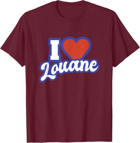 J'aime Louane , Black, S T-Shirt - T-Shirt | Maroon