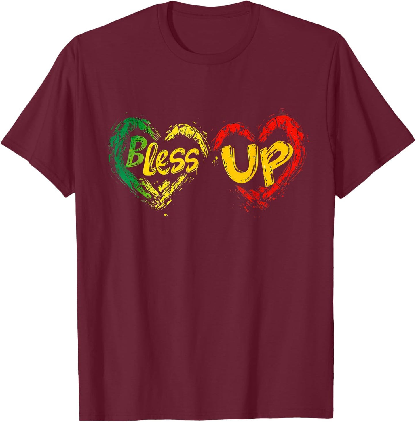 Rasta Hand Heart Jamaican Roots Rastafarian Reggae Music T-Shirt - T-Shirt | Maroon
