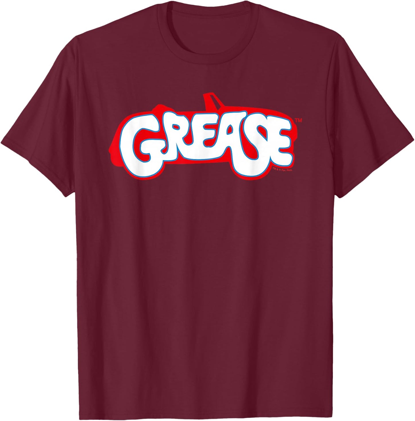 Grease Classic Car Logo in Red and Blue , black T-Shirt - T-Shirt | Maroon