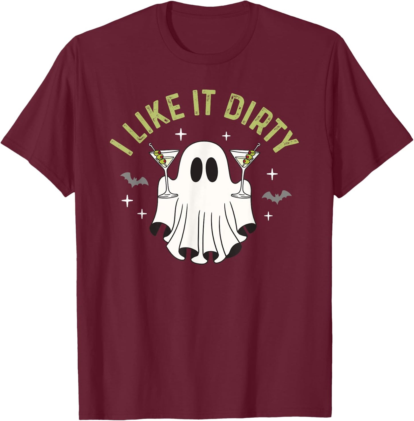 I Like It Dirty Halloween Dirty Martini Ghost T-Shirt - T-Shirt | Maroon