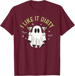 I Like It Dirty Halloween Dirty Martini Ghost T-Shirt - T-Shirt | Maroon
