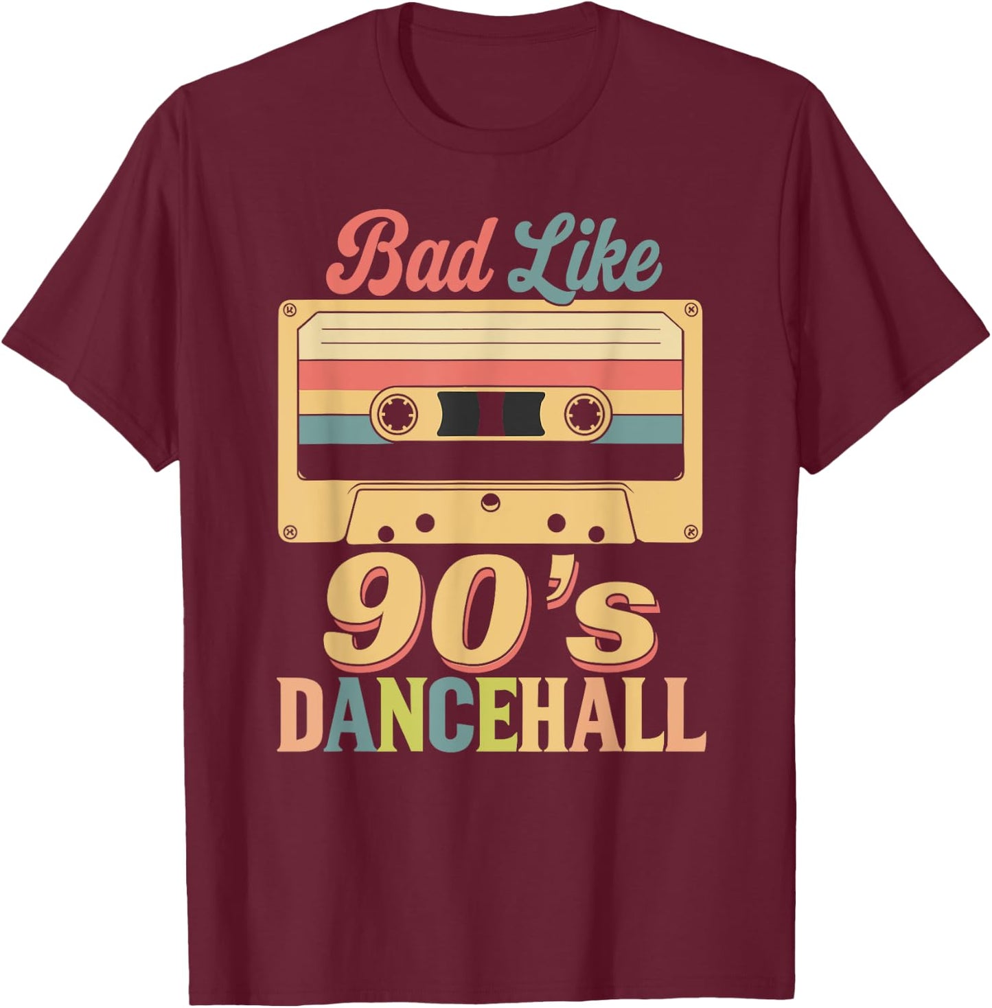 Bad Like 90s Dancehall Vintage DJ Turntable Retro Reggae Ska T-Shirt - T-Shirt | Maroon