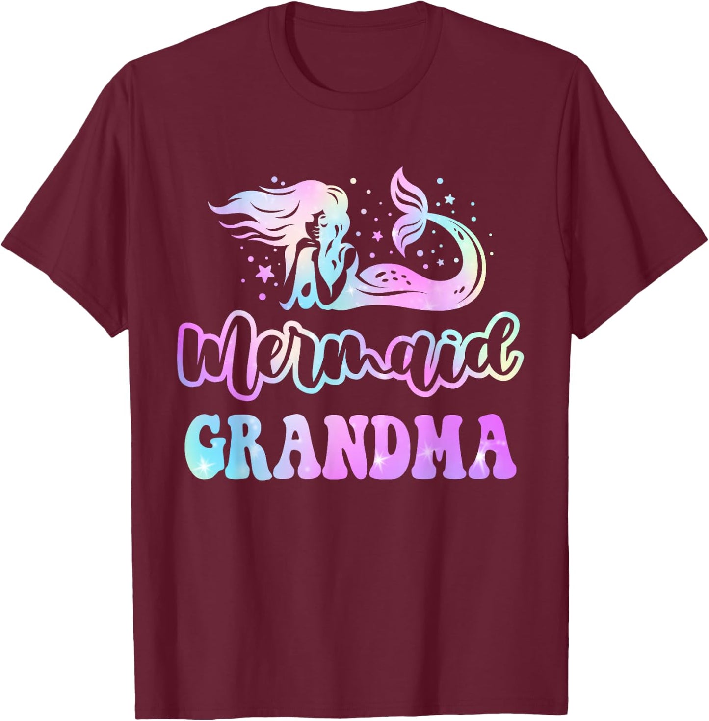 Mermaid Grandma Cute Funny Matching Mermaid Birthday Party T-Shirt - T-Shirt | Maroon