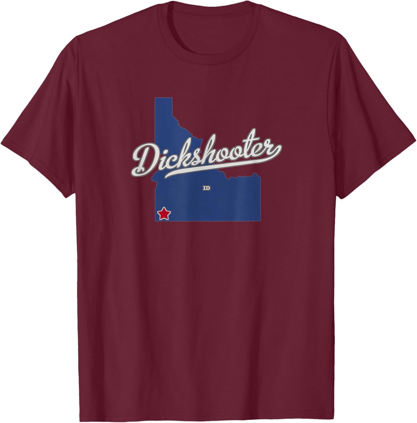 Dickshooter Idaho ID Map T-Shirt - T-Shirt | Maroon
