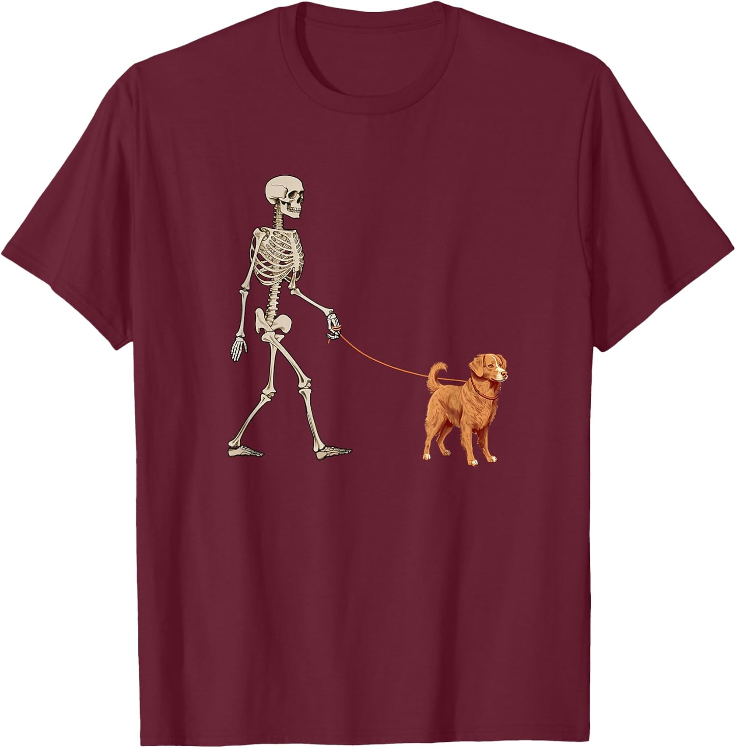 Funny Nova Scotia Duck Tolling Retriever Great Skeleton Dog T-Shirt - T-Shirt | Maroon